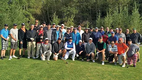 Golfers about to tee off at the 13th annual Niverville Masters Tournament