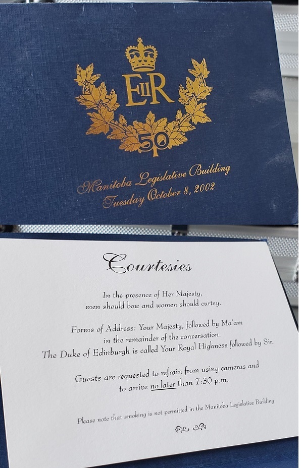 Evan Braun's invitation to a royal gala.