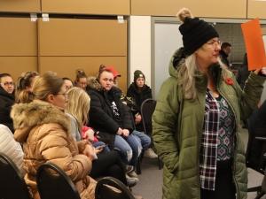 Parents packed into the HSD boardroom earlier this week to speak about the EA strike, only to be denied a chance to address the board.