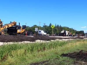Road repairs continue along Highway 311 in Niverville.