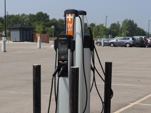 An EV charging station in Niverville.