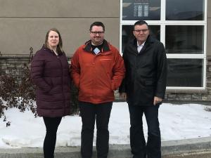 Open Health business manager Kristen Fyfe, CAO Eric King, and mayor Myron Dyck