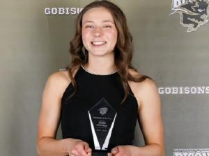 Keziah Hoeppner won the Teammate of the Year award at this year's annual Brown and Gold Banquet at the University of Manitoba.