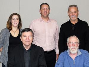 Back: Councillors Meghan Beasant, Nathan Dueck, and Bill Fast. Front: Mayor Myron Dyck and Deputy Mayor Chris Wiebe.