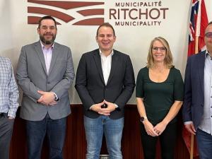 Councillors Joel Lemoine and Jason Bodnarchuk, Mayor Chris Ewen, Councillor Janine Boulanger, and Deputy Mayor Shane Pelletier.