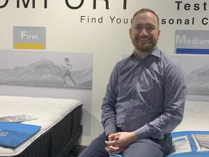 Dylan Wiens at the new sleep centre at Wiens Furniture.