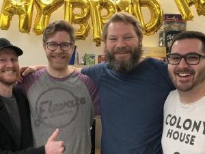 Justin Marchand, David Ward, Gordon Kroeker, and Michael Driedger. Missing: Savannah Driedger.