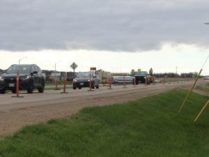 The construction zone along Highway 311 on the west side of Niverville.