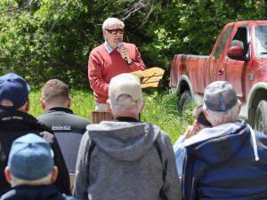 Glen Klassen speaks at the Mennonite Memorial Landing.
