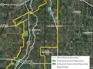 Map of proposed eco-industrial zones within the RM of Ritchot.