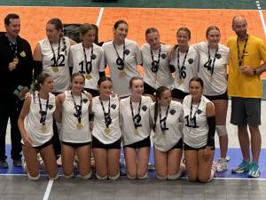 The golden U14 female volleyball south white volleyball team.