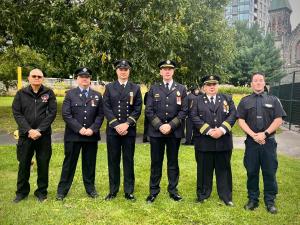 The six Manitoba firefighters who attended the flew to Ottawa for the event: Marcel Courchaine, Chris Perry, Scott Atchison, Cam Abrey, Norm Vuignier, and Brett Kalid.