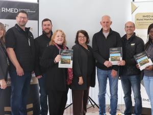 Representatives of RDEM meet with Sean Crew and Joel Lemoine in Ste. Agathe.