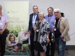Incoming and outgoing directors: Keith Bueckert, Rachel Niessen, Libby Hanna, Paul Dufour, Ken Rempel, Annette Fast, Andrew Neufeld, and Ludolf Grollé.