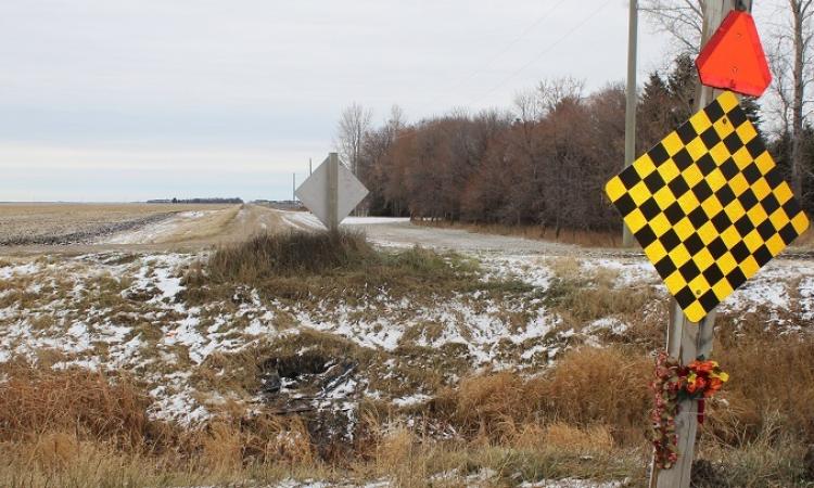 The site of an accident in the RM of Ritchot where a local motorist lost his life