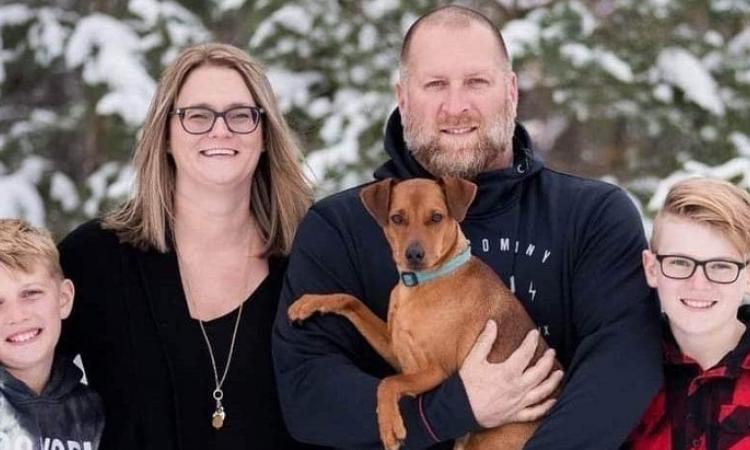 Joelle Sylvestre with her husband Darcy, sons Easton and Zandy, and dog Rocky.