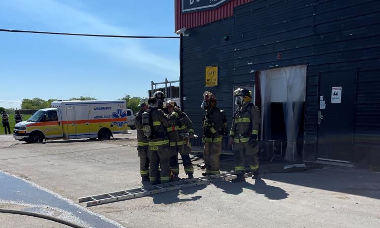 Firefighters attend a fire at the Bothwell Cheese factory on June 1.