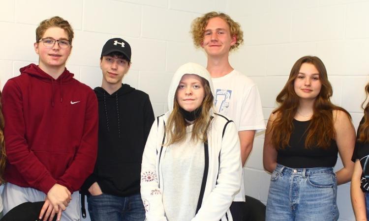 Grade Ten students at Niverville High School, alongside teacher Julie-Anne Krcadinac (far left).