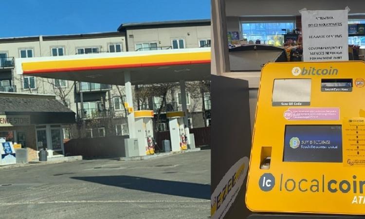 The Shell gas station on St. Mary's Road where Rashwan was instructed to go, and the bitcoin machine where she was instructed to make her payment.
