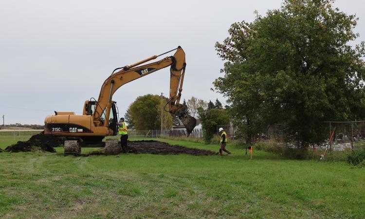 The excavation site at 420 Main Street in St. Adolphe.