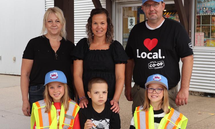 Back: Rose Friesen, Danielle Bueckert, and Randy Andrusiak. Front: Peter and his sisters.