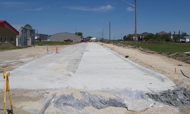 Arena Road, currently under construction, will be made one-way when it reopens to traffic.