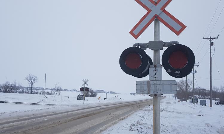The CP Rail crossing on Main Street Niverville.