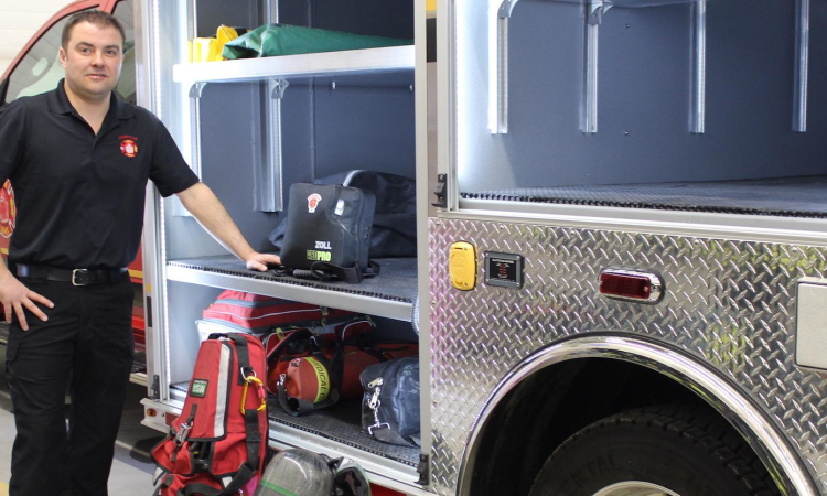 Niverville Fire Chief Keith Buecket alongside the town’s newest emergency equipment.