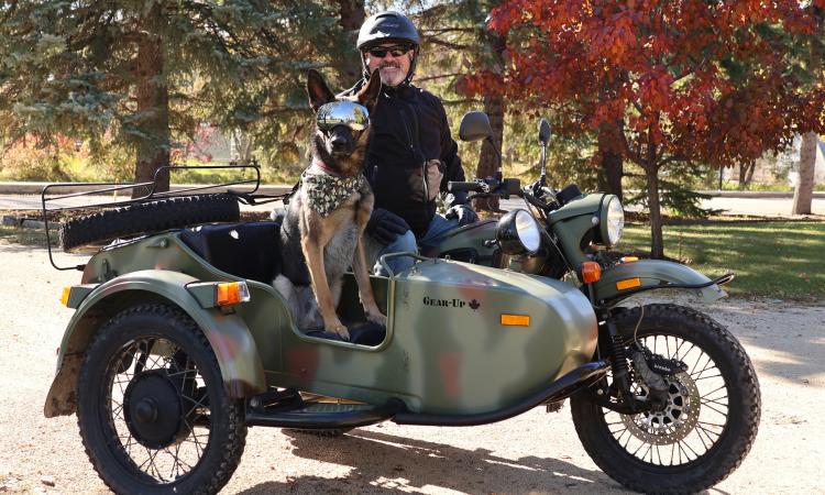 Steve Choquette with Rommel, his faithful German Shepherd.