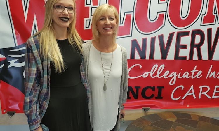 Actress Shelah Klassen and NCI guidance counsellor Deanna Wiebe