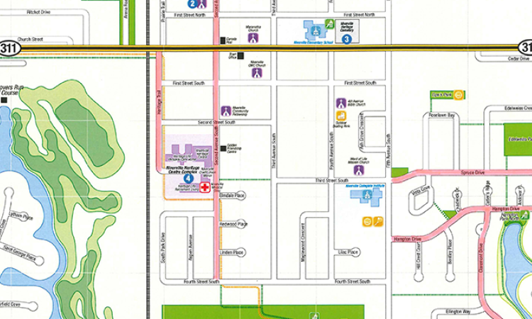 The proposed streets to be affected by parking bans are highlighted in red.