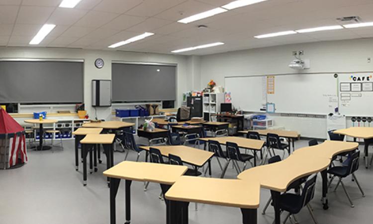 A classroom in the new addition