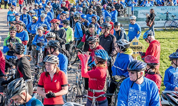 Cyclists gather for the 2015 ride