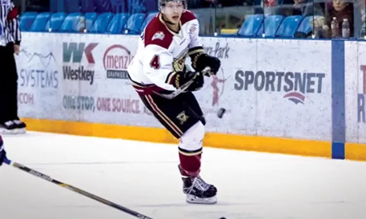 Tyler Anderson on the ice for the West Kelowna Warriors