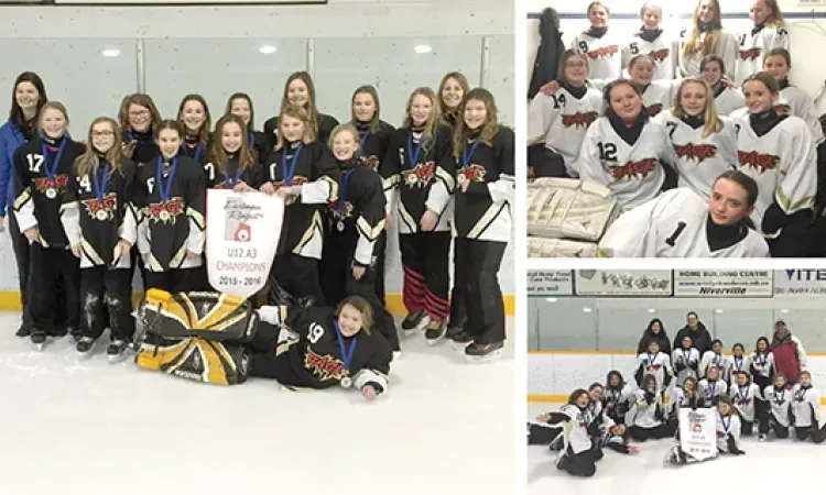 The gold medal finalists from the U12 team, The Red River Rage U14 team, The golf medal finalists from the U10 team