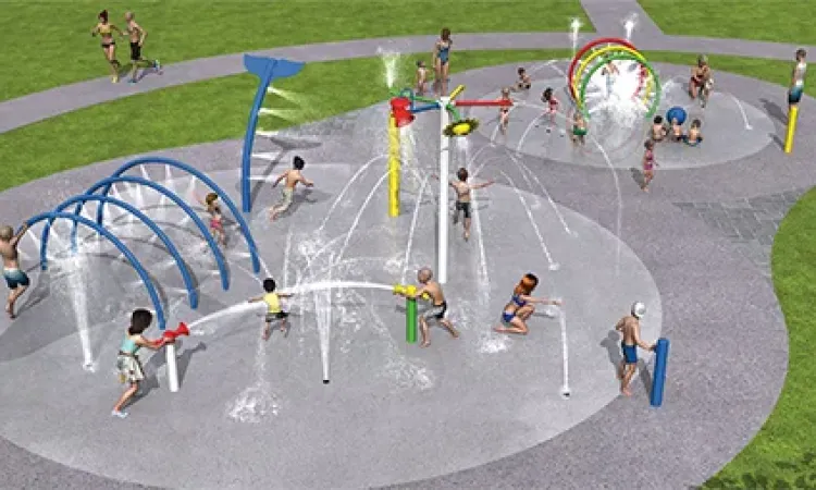 Rendering of the proposed splash pad layout