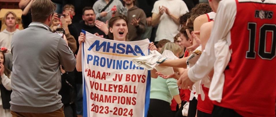 On November 27, Ecole Gabrielle-Roy’s junior varsity boys volleyball team captured the AAAA provincial championship after defeating Sisler High School in the final, held at the University of Manitoba.