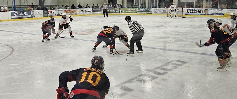  The Niverville Nighthawks played an excellent first 40 minutes on Saturday night at the CRRC, but they faltered late in the game to fall 5–4 in overtime to the Winkler Flyers.