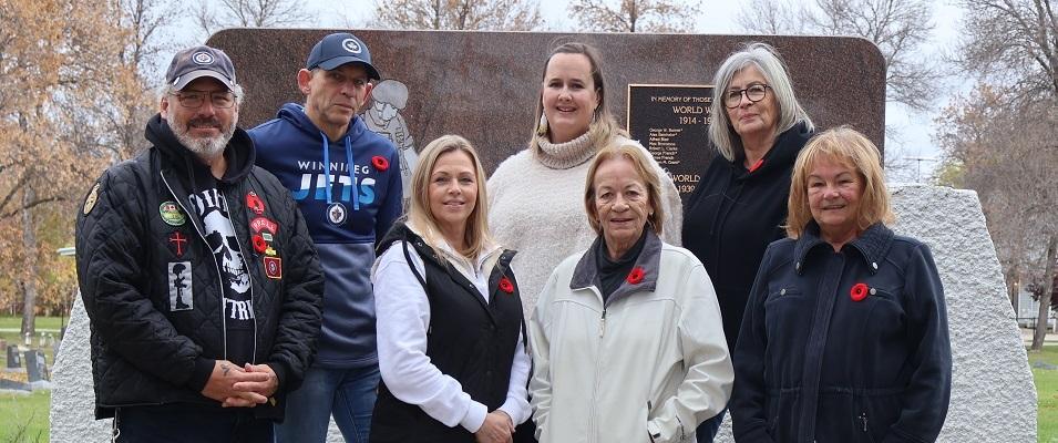 Back row: Wes Bonkowski, Natalie Batkis, and Louise Hiebert. Front row: Randy MacDonald, Laurie Stott, Elaine Krahn, and Lora Wachtendorf. Missing: Donald Stott and Jason Kehler.