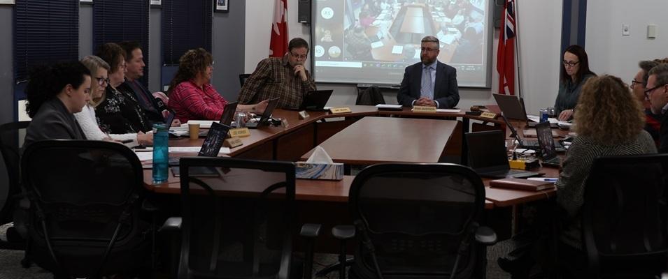 The Seine River School Division board at a recent public meeting.