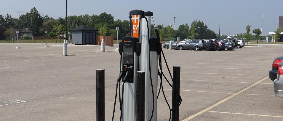 An EV charging station in Niverville.