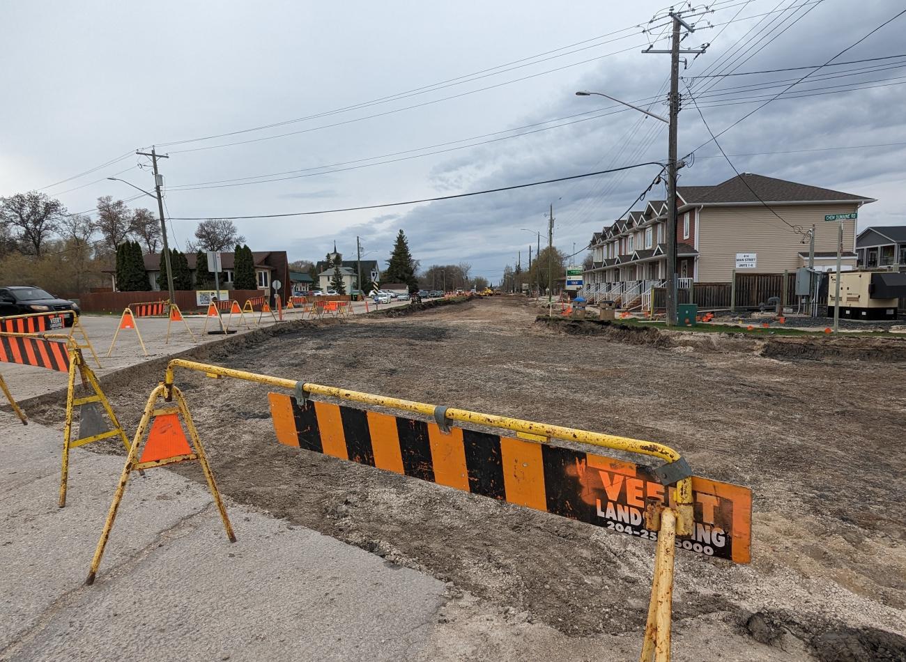 Major repair work is currently underway on Main Street in Île-des-Chênes​.