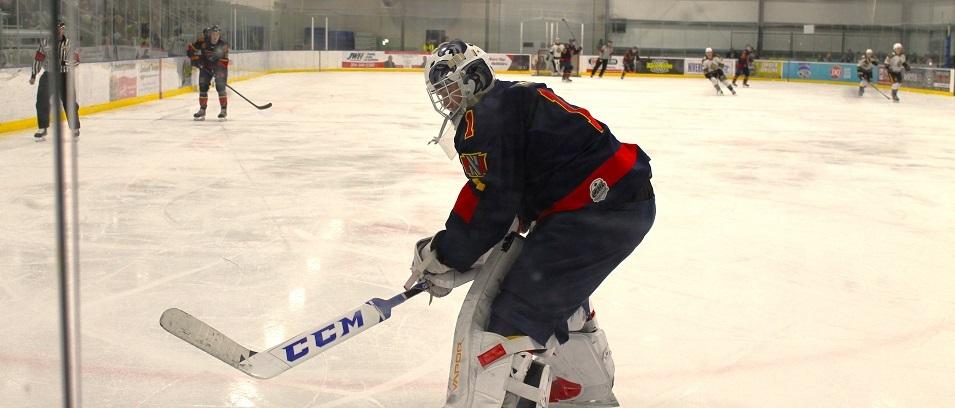 Chris Fines in goal for the Nighthawks.
