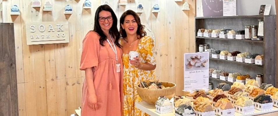Candace Alarie with Jillian Harris at Academy in the City in downtown Toronto.
