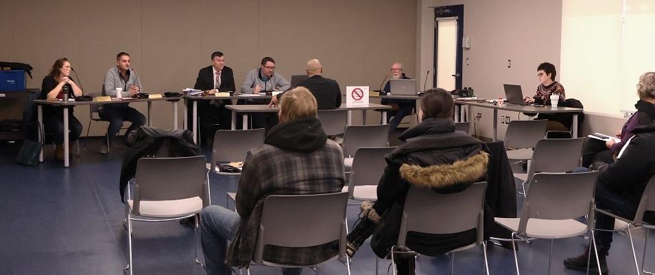Niverville's council at a public meeting in March.