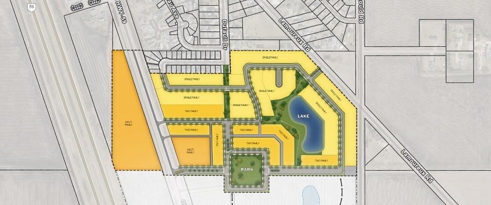 The proposed new development south of Île-des-Chênes.