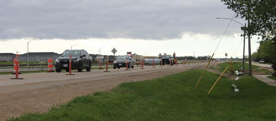 The construction zone along Highway 311 on the west side of Niverville.