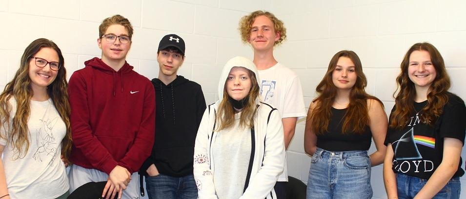 Grade Ten students at Niverville High School, alongside teacher Julie-Anne Krcadinac (far left).
