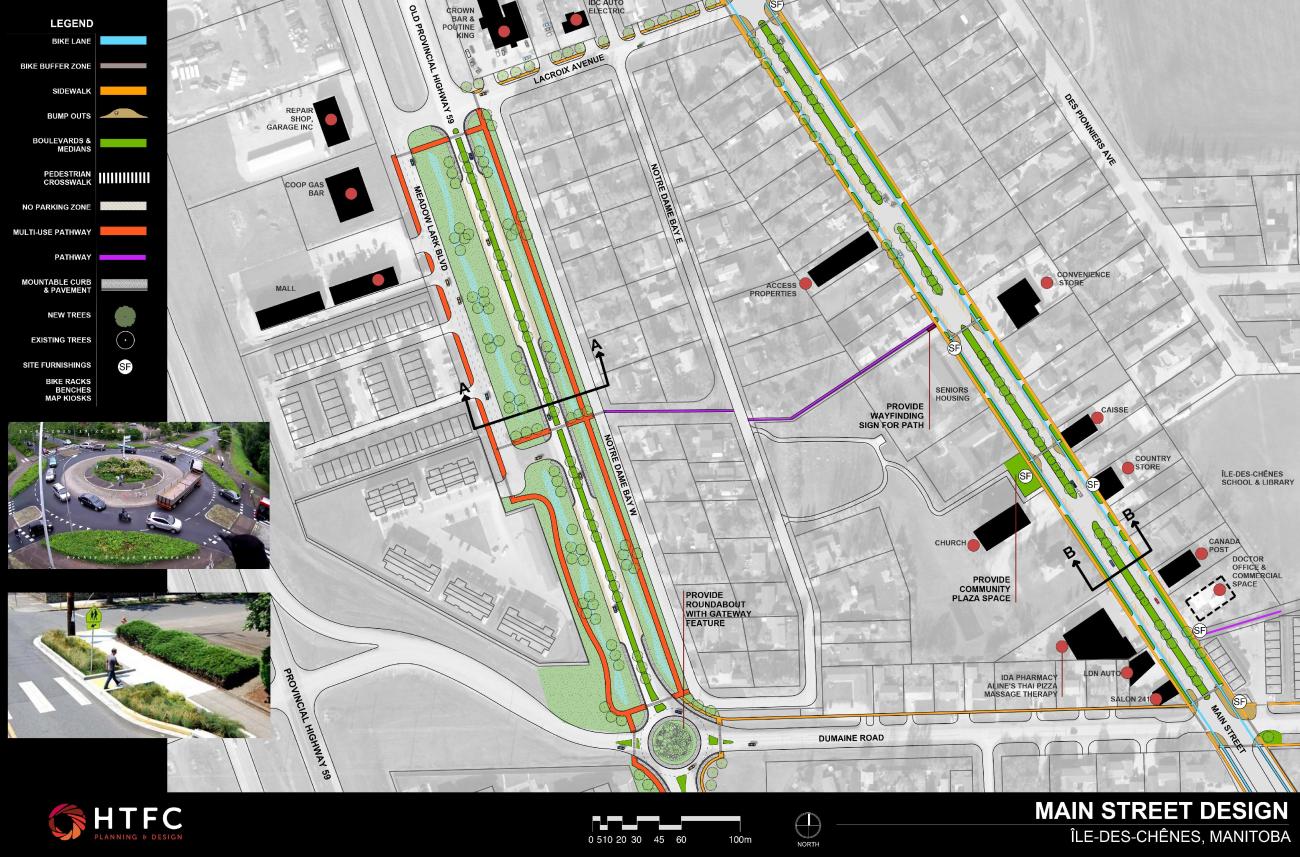 A conceptual design plan for the IDC Main Street renewal project.