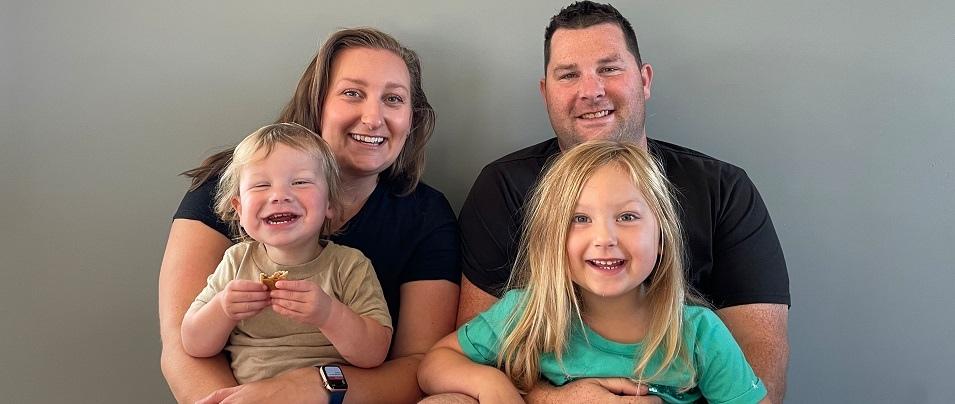 Lynley Box, Niverville's new pelvic floor physiotherapist, and her family.